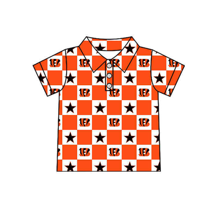 ( Moq 5 Each Style ) Baby Boys Girls Toddler Orange Bows Team Sibling Shorts Dress Shirt Set Clothes