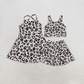 Girls Kids Sleeveless Leopard Yoga Active Sibling Skort Dress Set RTS