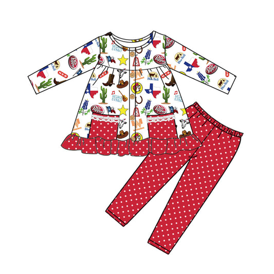 Baby Girl TX Pockets Tunic Dots Red Pants Western Set