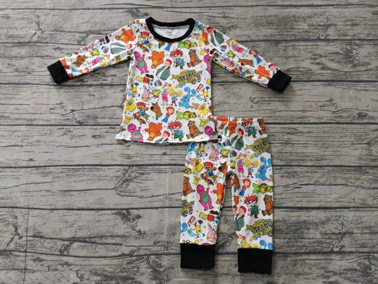 Baby Boy Long Sleeves Cartoon Shirt Pants Pajamas Clothes Set Moq 5