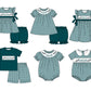 Baby Girl Green Checkered Short Sleeves Tops Shorts Team Set