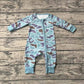 Baby Boy Long Sleeves Green Camo Zipper Bamboo Romper