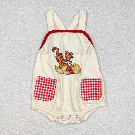 Baby Boy Sleeveless Bear Cartoon Pocket Bubble Romper