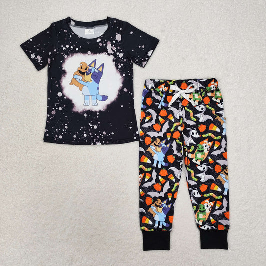 Baby Boy Short Sleeves Halloween Dog Shirt Pants Clothes Set