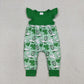 Sibling Baby Girls Kids Short Sleeves Clovers Boots St Patrick Green Romper Dress RTS