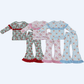Sibling Baby Girl Kids Christmas Santa Stripes Ruffle Tops Bell Pants Sets Clothes RTS