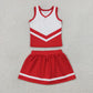 Baby Girls Kids Sleeveless Tops Red Skirt Shorts Set Yoga Active Team Clothes RTS