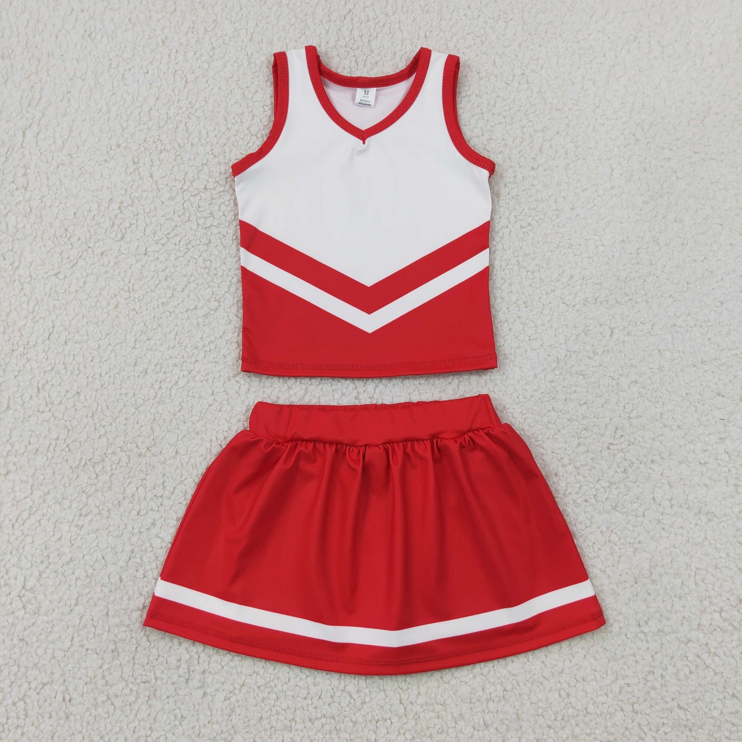 Baby Girls Kids Sleeveless Tops Red Skirt Shorts Set Yoga Active Team Clothes RTS