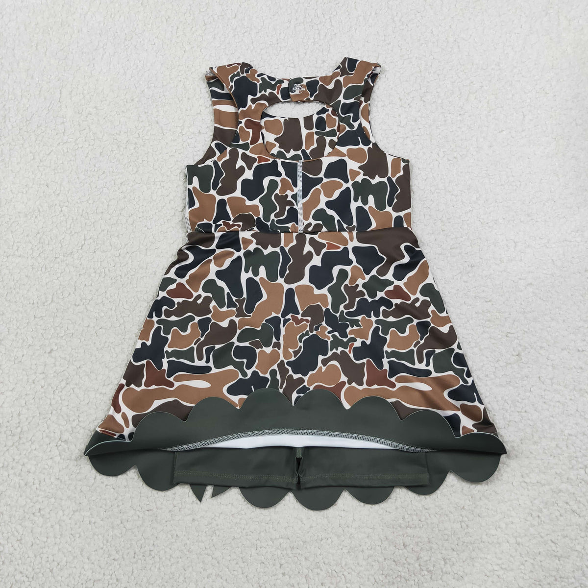 Baby Girls Kids Brown Green Camo Bows Shorts Scallop Dress Yoga Active Clothes RTS
