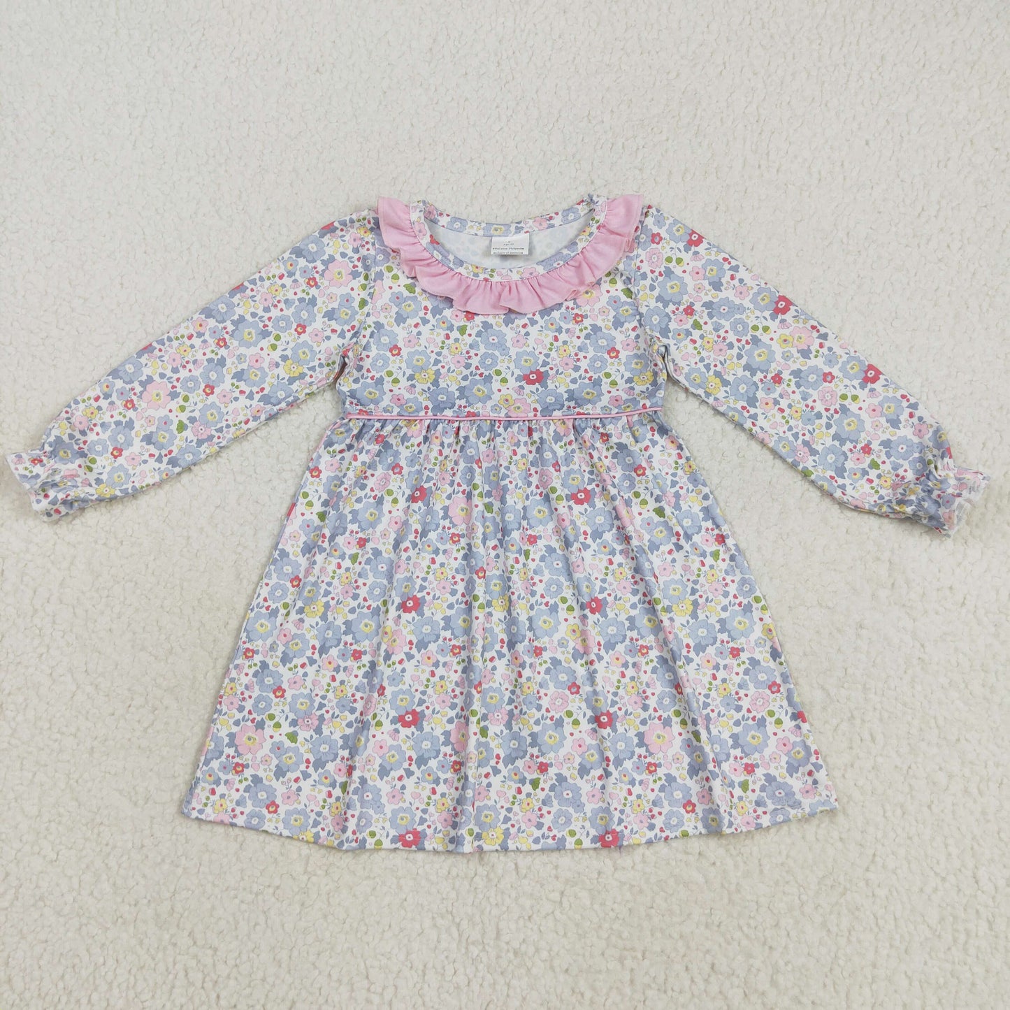 Baby Girl Long Sleeves Floral Ruffle Knee Length Dress RTS
