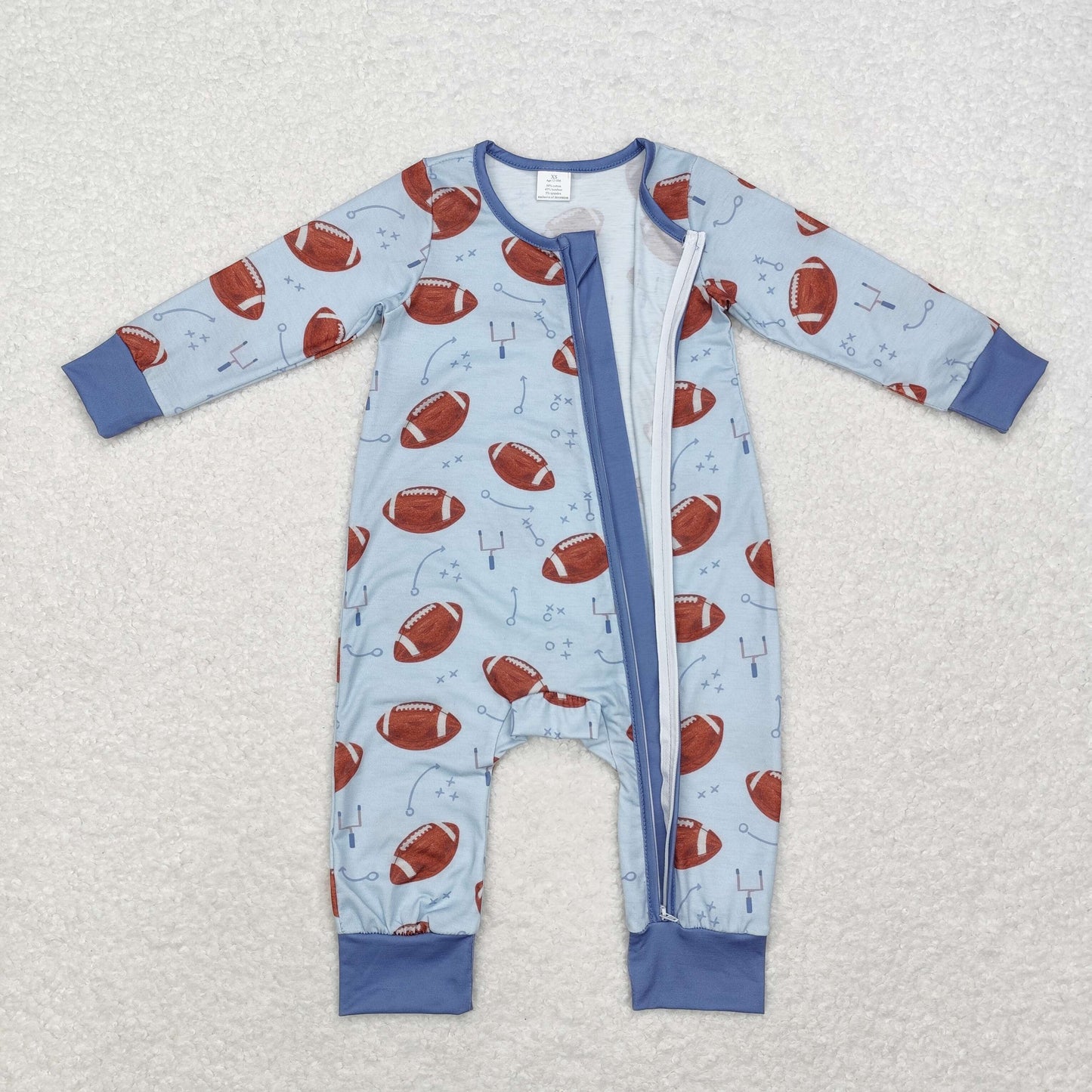 Baby Boy Toddler Football Sibling Brother Romper Pajamas Bamboo Clothes Set