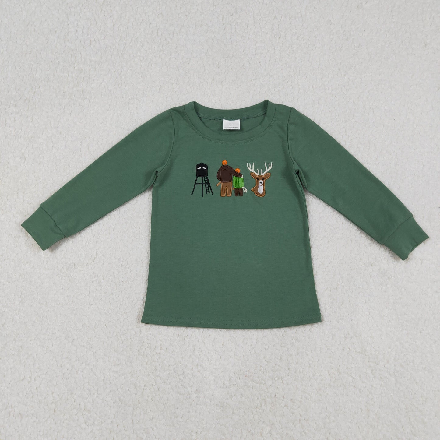 Baby Boys Kids Long Sleeves Deer Shirt Hunting Green Shirt Cotton Tops RTS