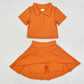 Baby Girl Short Sleeves Orange Buttons Shirt Skirt Sports Yoga Set