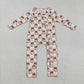 Baby Girl Infant Long Sleeves Pumpkin Bows Ruffle Zipper Fall Romper RTS
