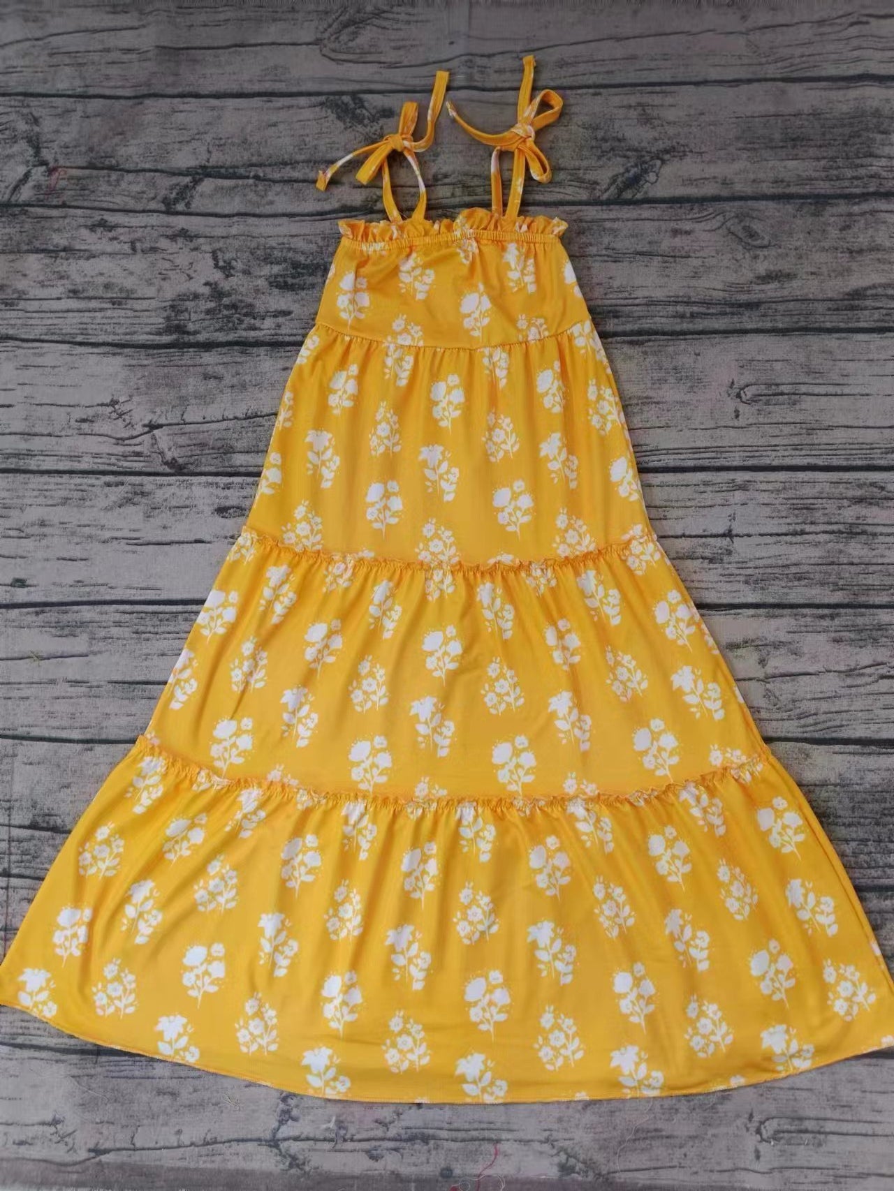 Moq 5 Baby Girl Sleeveless Floral Yellow Dress