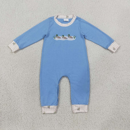 Sibling Baby Boys Long Sleeves Embroidery Ducks Rompers RTS
