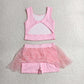 Baby Girls Kids Pink Tops Tulle Skirt Shorts Set Yoga Active Summer Clothes RTS