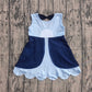 Preorder Baby Girls Kids Sleeveless Knee Length Blue Dress RTS