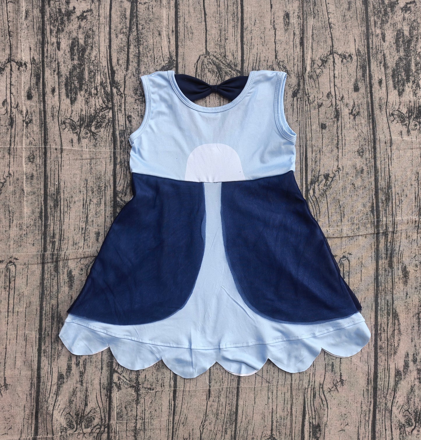 Preorder Baby Girls Kids Sleeveless Knee Length Blue Dress