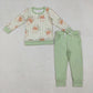 Baby Boy Long Sleeves Stripes Santa Shirt Pockets Green Pants Christmas Set RTS