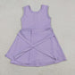 Baby Girls Sleeveless Purple Bow Shorts Knee Length Yoga Active Dress RTS