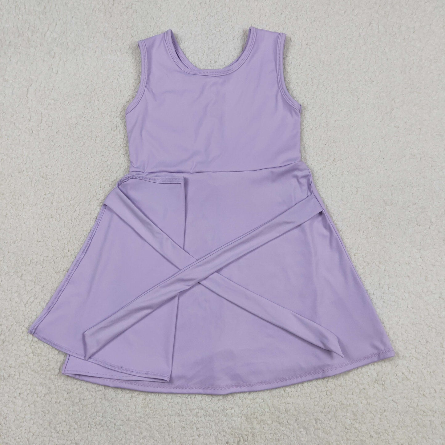 Baby Girls Sleeveless Purple Bow Shorts Knee Length Yoga Active Dress RTS