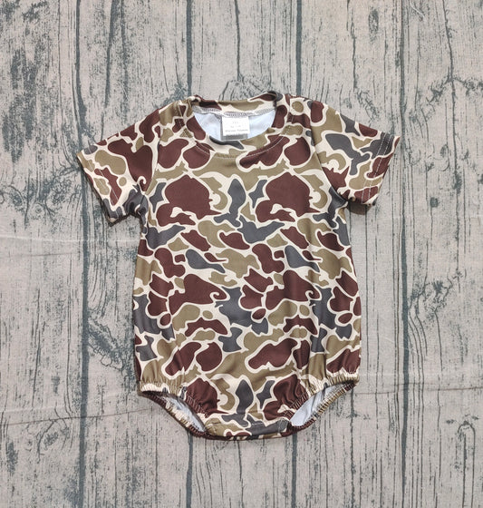 ( No moq ) Preorder Baby Boys Infant Short Sleeves Camo Bubble Romper