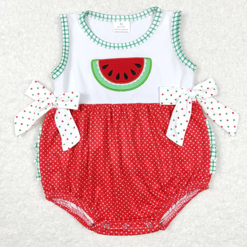 Baby Boy Girl Embroidery Watermelon Sibling Summer Romper Clothes Set