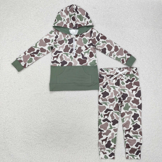 Baby Boy Long Sleeves Duck Dog Hunting Camo Hoodie Shirt Pants Set