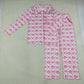Adult Women Pumpkins Pink Bows Buttons Shirt Pockets Pants Pajamas Set Fall Clothes RTS