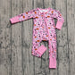 Baby Girl Long Sleeves Ghost Pumpkins Bows Flower Zipper Halloween Pink Romper RTS