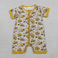 Baby Boys Infant Short Sleeves Excavator Yellow Zipper Romper Clothes RTS