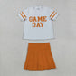 Toddler Girls Short Sleeves Game Day Vinyl Shirt Orange Yoga Active Skort Team Cheer Set RTS