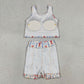 Baby Girls Kids Sleeveless Crayfish Bows Tops Shorts Skirt Yoga Active Clothes Set RTS