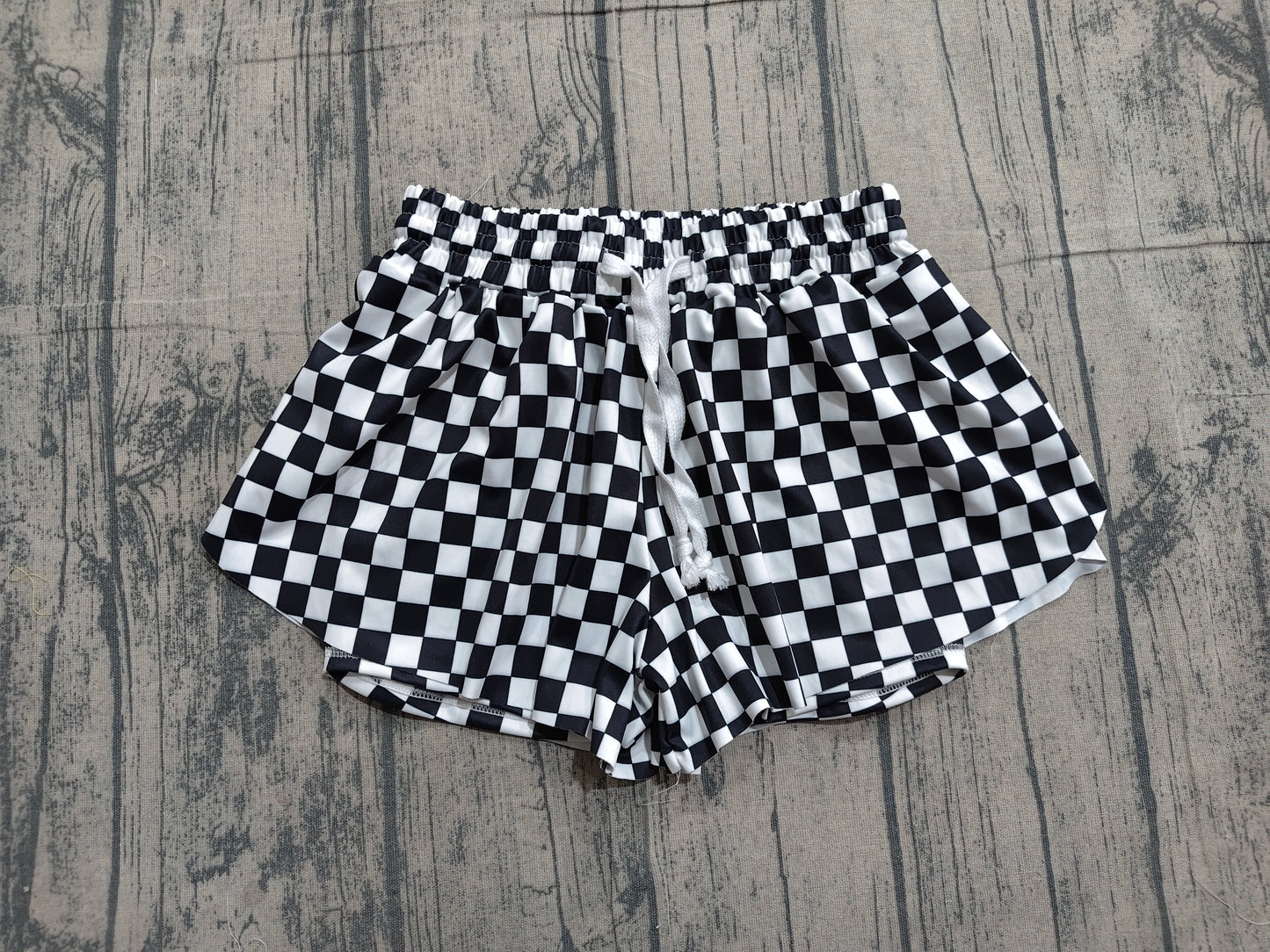 Baby Girls Kids Black Checked Ruffle Shorts Bottom Yoga Clothes RTS