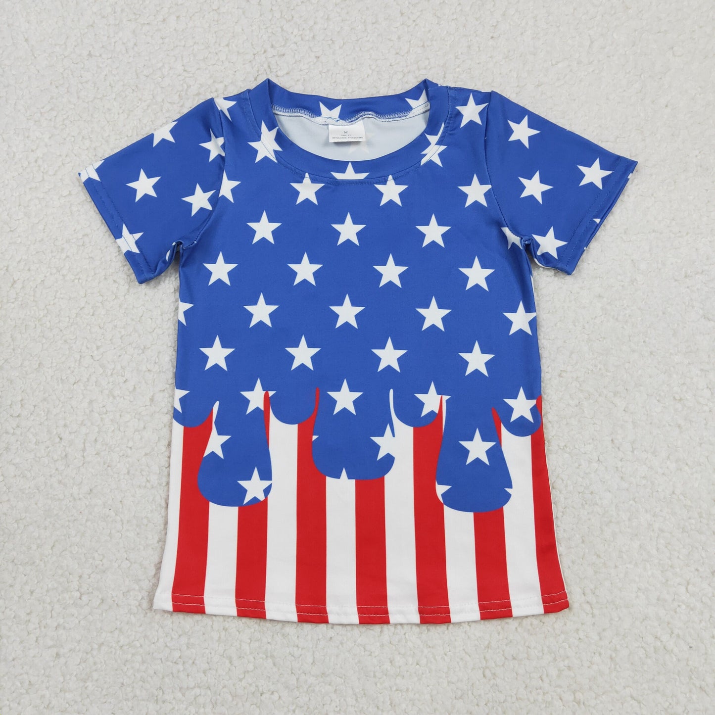 Baby Kids Short Sleeves Stars Stripes 4th of July Tee Summer Shirt Tops RTS
