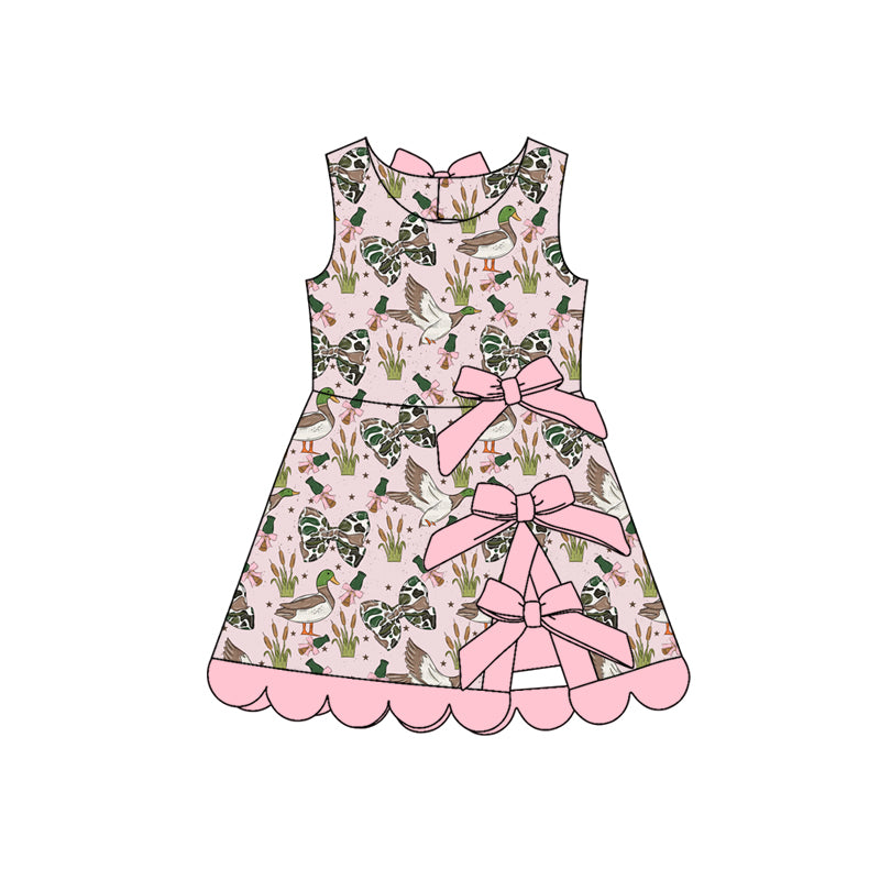 ( Moq 5 ) Preorder Baby Girls Kids Ducks Bows Yoga Active Scallop Dress Hunting Clothes