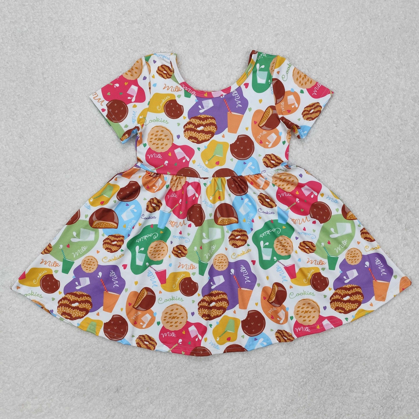 RTS Baby Girl Short Sleeves Cookie Knee Length Dress