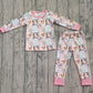 Baby Girls Kids Long Sleeves Farm Animals Flower Shirt Pants Pajamas Clothes Set RTS