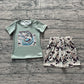 Baby Boys Kids Short Sleeves Fish Green Shirt Camo Pockets Shorts Set RTS