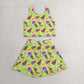 Baby Girl Kids Sleeveless Popsicle Tops Skirt Shorts Yoga Active Green Outfit Clothes RTS