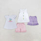 Baby Girl Embroidery Flower Bows Sibling Cotton Summer Sibling Clothes Set RTS