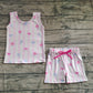 Baby Girl Sleeveless Flower Bows Stripes Tops Shorts Set RTS