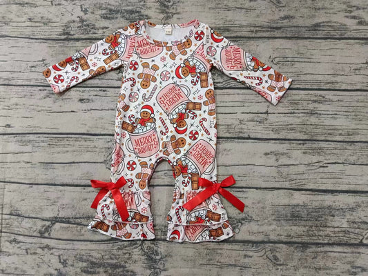 Baby Girl Long Sleeves Christmas Gingerbread Sleeper Romper