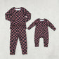 Sibling Baby Boys Kids Long Sleeves Checked Zipper Footie Romper Pajamas Set Clothes RTS