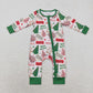 Baby Girl Long Sleeves Christmas Cake Tree Zipper Bamboo Romper