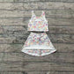 Baby Girls Kids Flower Tops Skirt Shorts Yoga Summer Set RTS