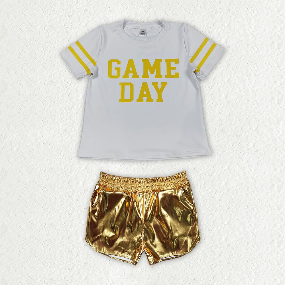 Baby Girls Kids Short Sleeves Game Day Shirt Pockets Shorts Set Team Clothes RTS