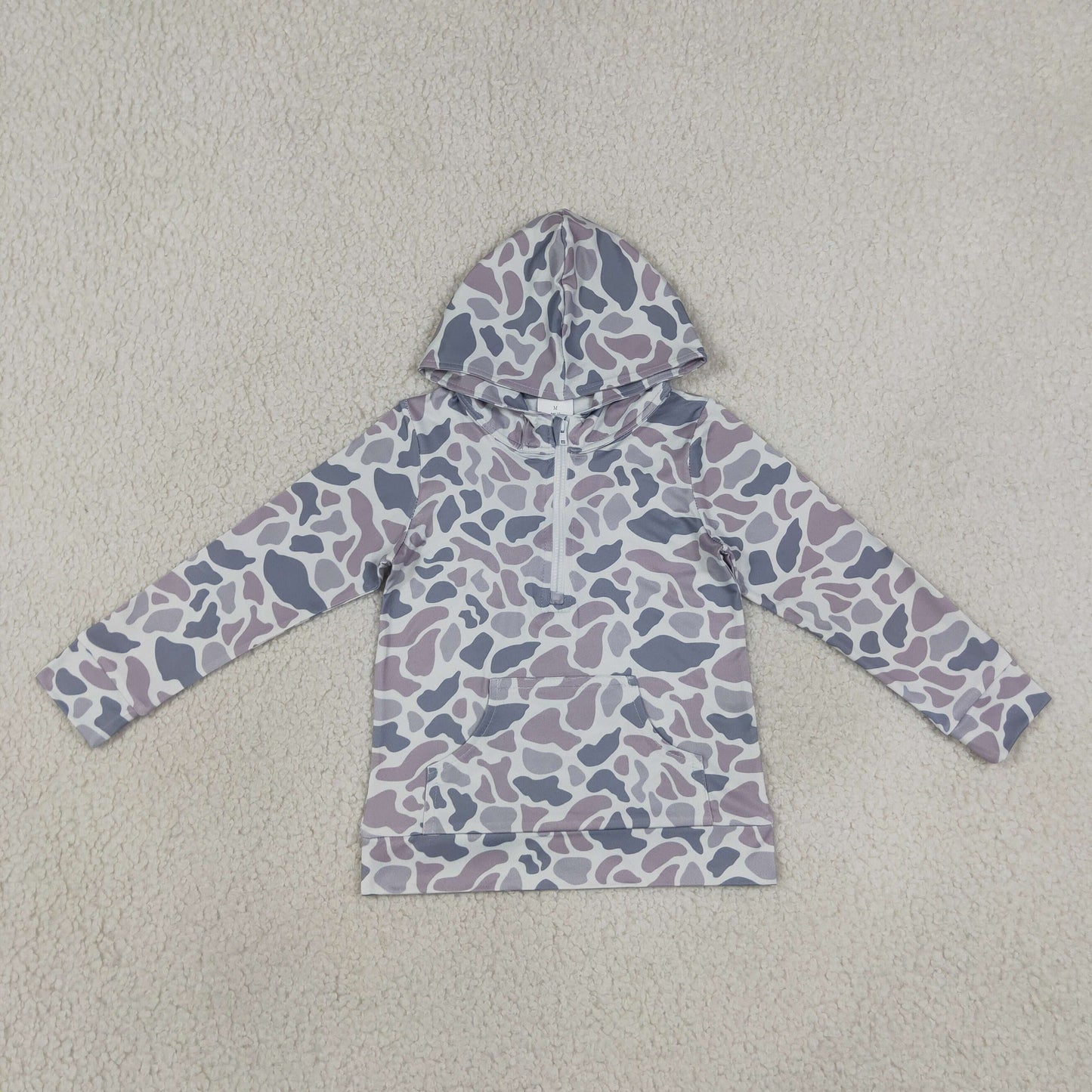 Baby Boys Kids Grey Camo Long Sleeves Pocket Hoodie Zipper Shirt Tops RTS