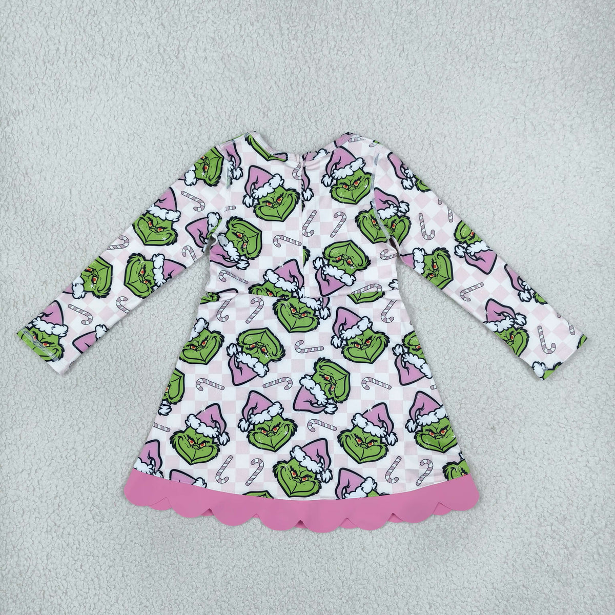 Baby Girls Kids Long Sleeves Christmas Green Face Bows Scallop Dress Yoga Active Clothes RTS